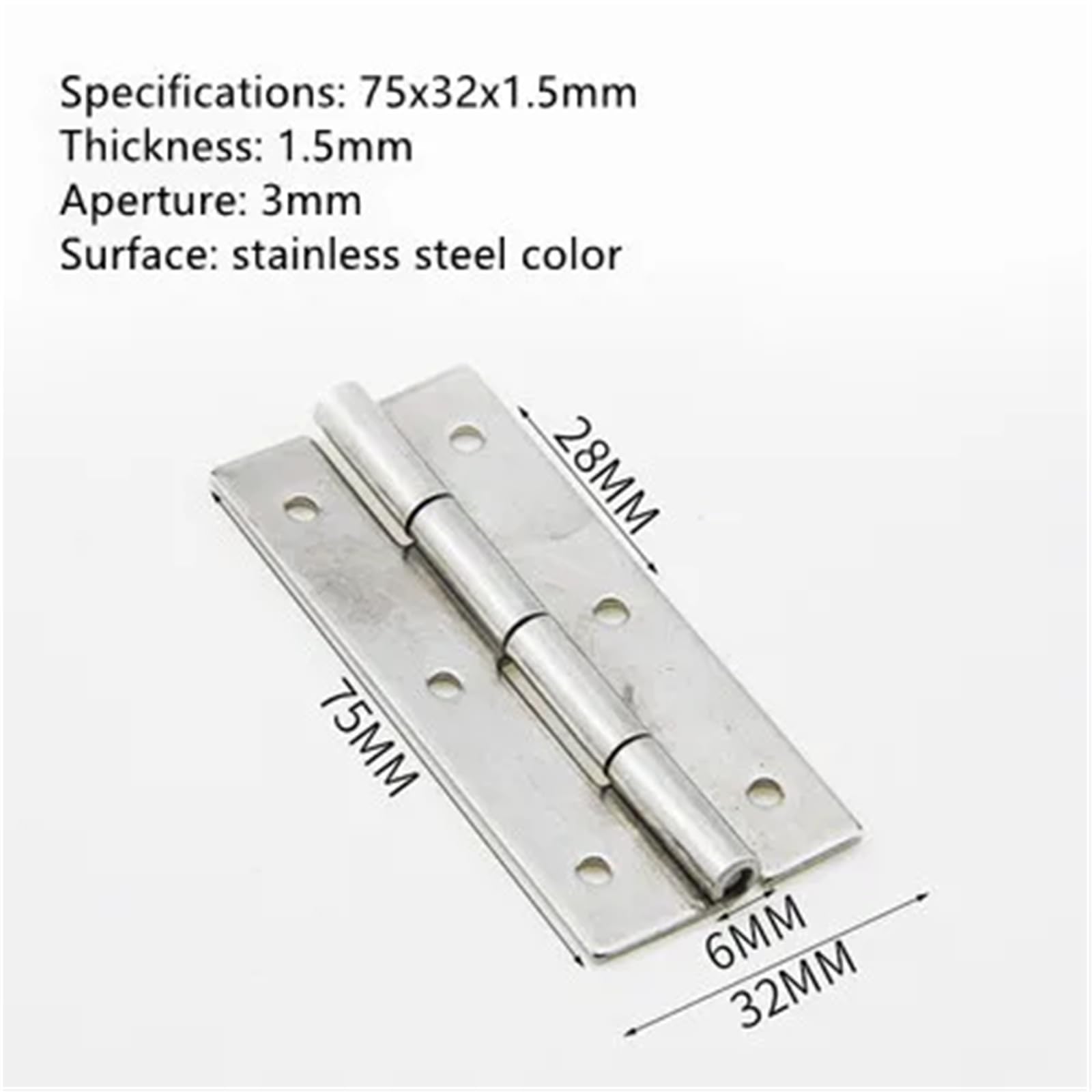 Zawias do sprzętu przemysłowego ze stali nierdzewnej 304 SHHPS6-2 5-2 1 szt. (75 x 32 x 1,5 mm)