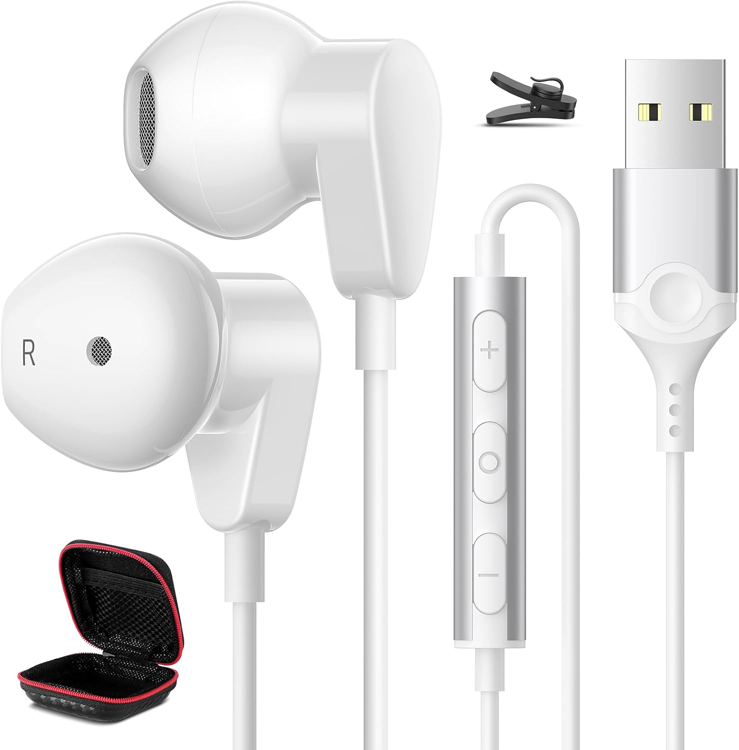 USB Earbuds with Microphone for PC, USB A Earbuds, 7.5FT in-Ear Corded Headset for Laptop, Noise Cancelling Volumn Control Mute Headphones for Office Gaming Kids School USB Earbuds with Microphone for PC, USB A Earbuds, 7.5FT in-Ear Corded Headset for Laptop, Noise Cancelling Volumn Control Mute Headphones for Office Gaming Kids School