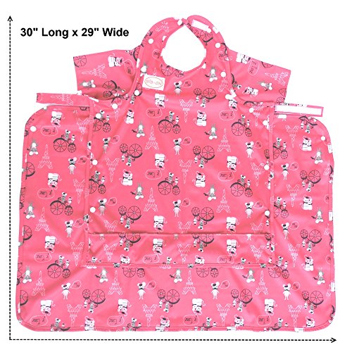 BIB-ON Plus, Full-Coverage Bib and Apron Combination for Infant, Baby, Toddler Ages 0-4. (French Mice)3