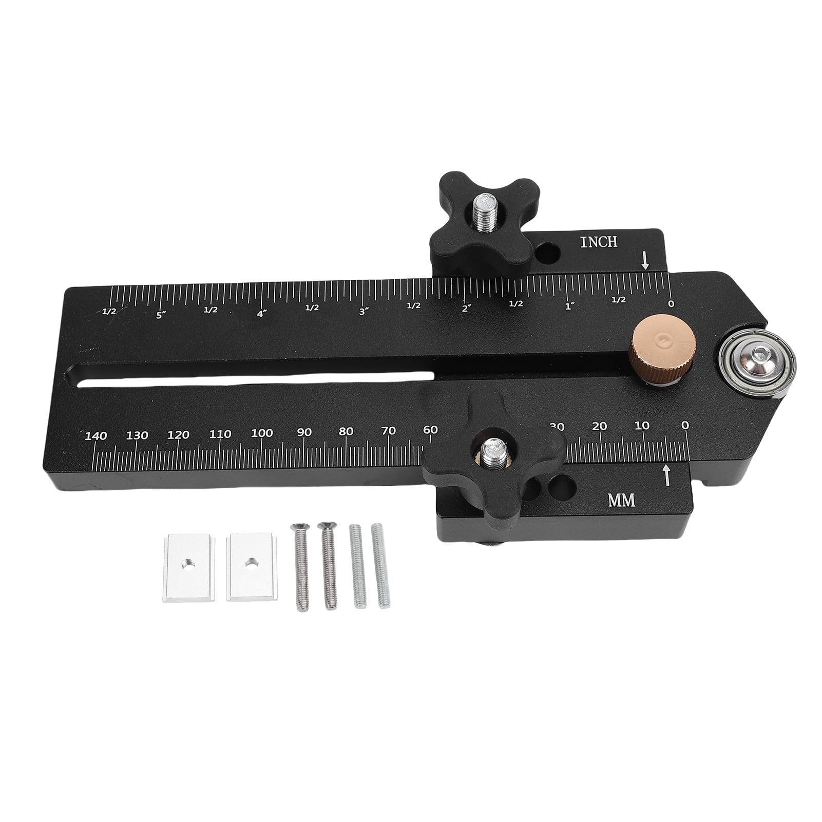 Jiawu Maschera per da Tavolo per Strappi Sottili e Veloci, Utensile in Alluminio per Carpentieri, Scanalatura a T da 3/8 X 3/4 Pollici, Ideale per Tagli Precisi, Nera