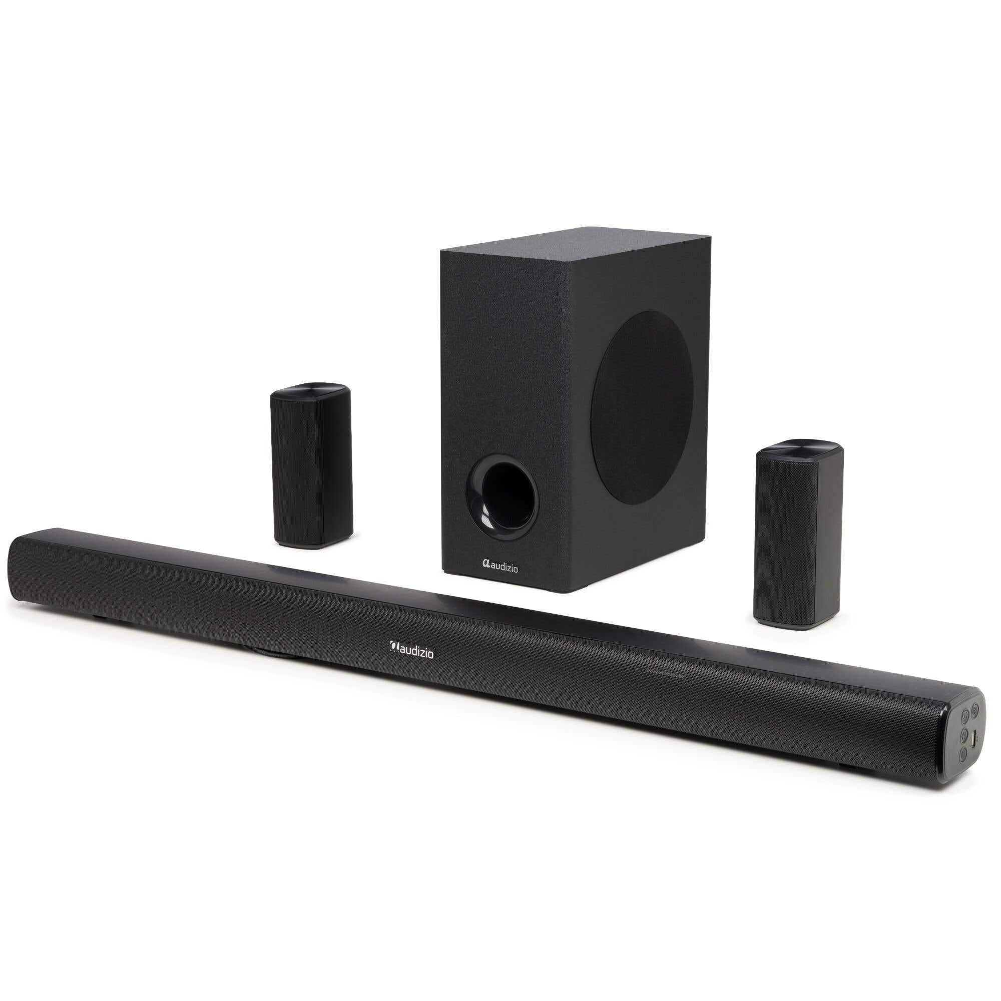 Audizio SB100 - Sistema audio 5.1 per TV con subwoofer, 180 Watt, Bluetooth 5.3, sistema audio home cinema con 2 altoparlanti surround, HDMI ARC, ottico, 97 cm, per dispositivi TV, telecomando