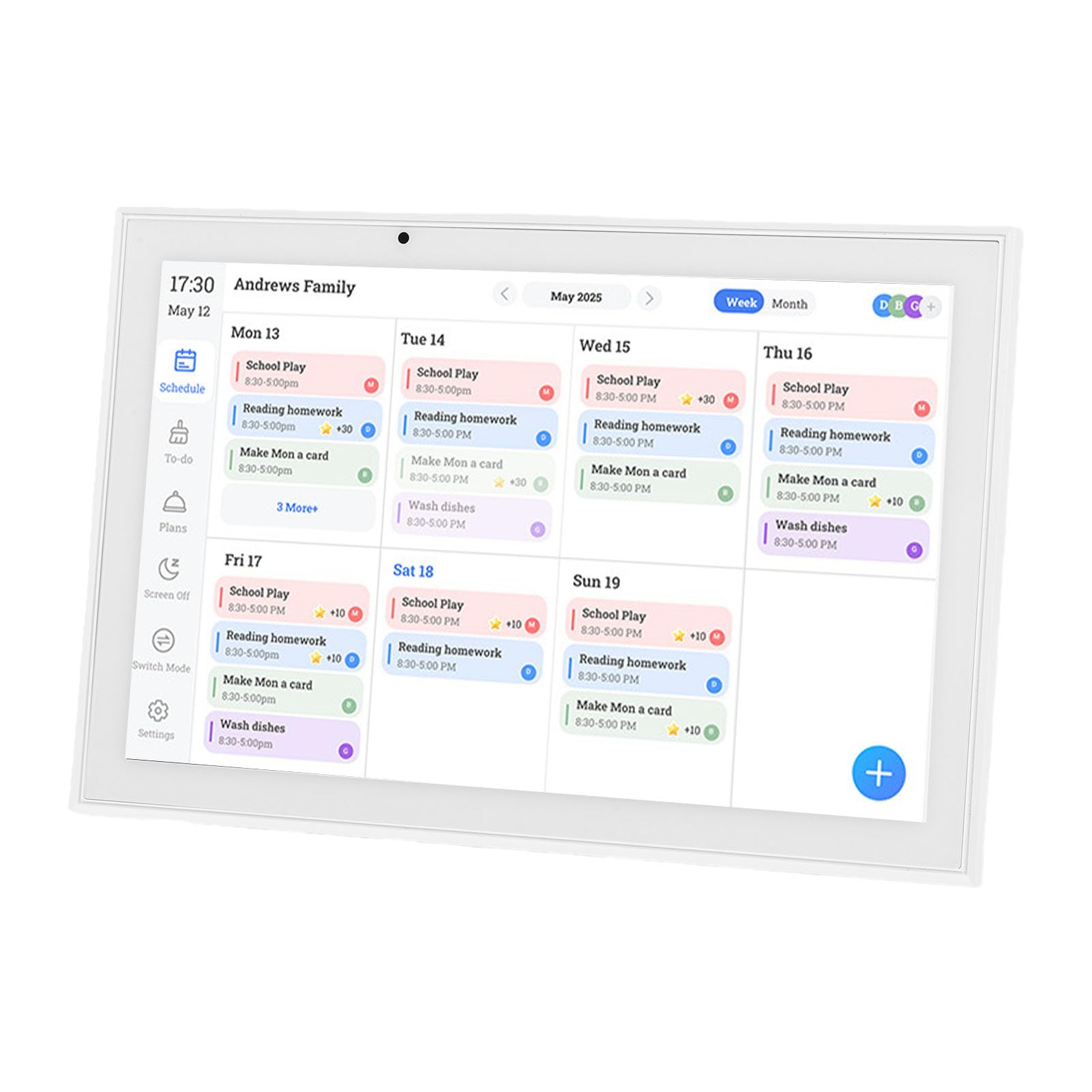 Emoshayoga Calendario Digitale da 10,1 Pollici Touch Screen Smart Family Planner per Grafico Interattivo dei Lavori Domestici e Gestione delle attività Bianco (Spina UE 100-240 V)