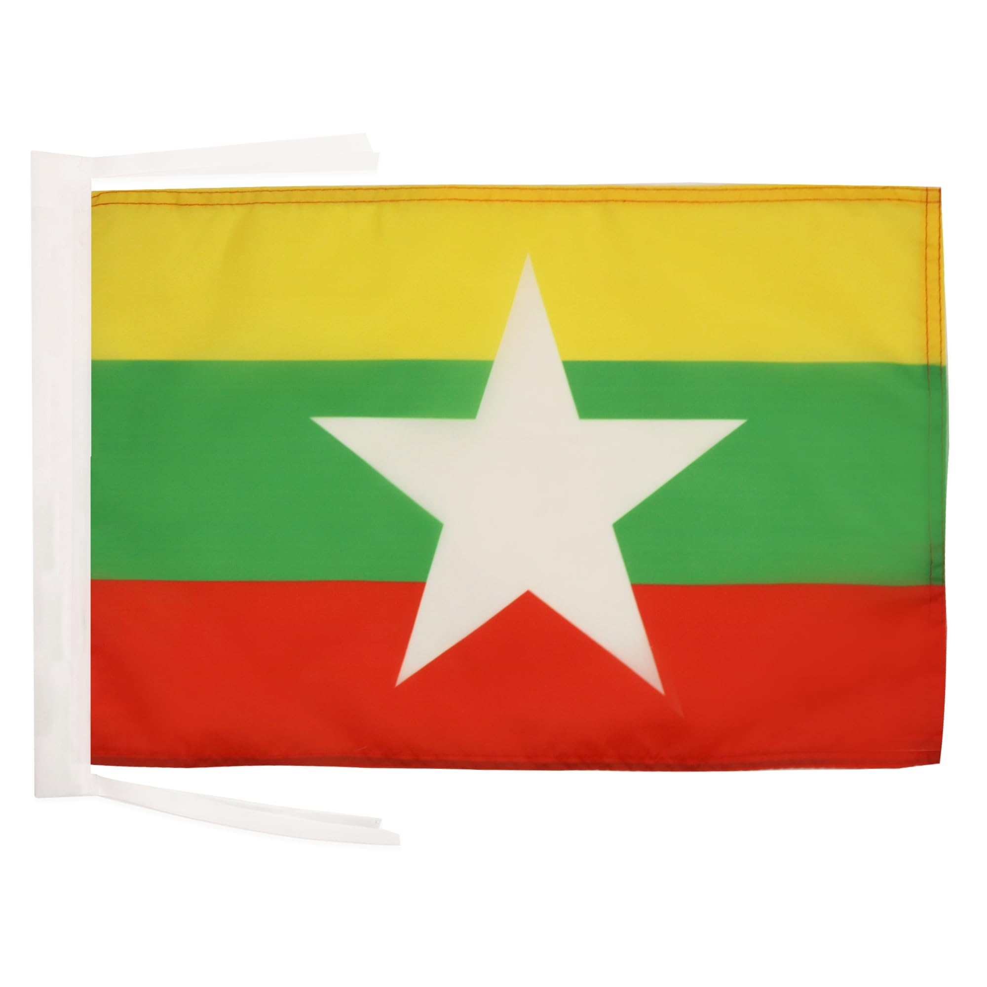 AZ FLAG - Burma Flag - 18'' x 12'' - 100% Polyester Myanmar - Burmese Small Banner with Two Cords - Fade Resistant - Vivid Colors - 18x12 in - 45x30 Cm