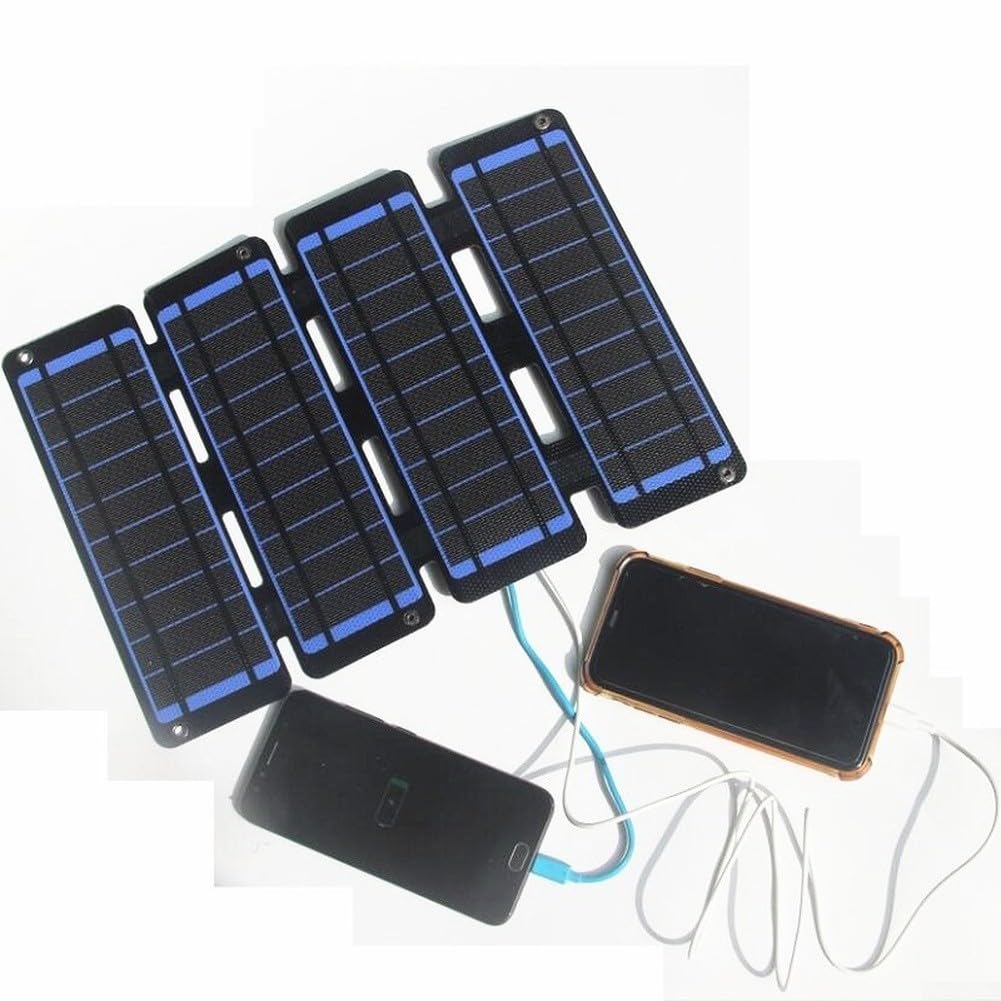 Cargador solar plegable de 13 W con laminación ETFE, silicio monocristalino, doble salida USB, IPX6 resistente al agua para camping y viajes (negro)