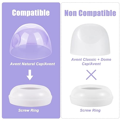 Miniatura 4 de 8 anillos y tapas para biberones, incluyendo 4 tapas de biberones y 4 anillos de tornillo para biberones sin BPA, tapas de repuesto compatibles con