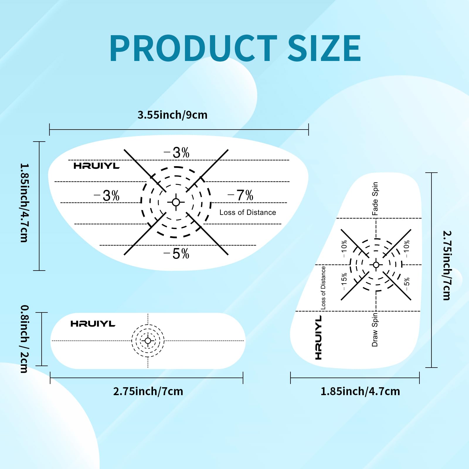 Golf Impact Tape 180PCS, Golf Impact Stickers, Golf Stickers, Mpact Tape For Golf Clubs, Golf Tape, Golf Club Labels Personalized, Self-Teaching Sweet Spot And Consistency Analysis (White 180PCS)