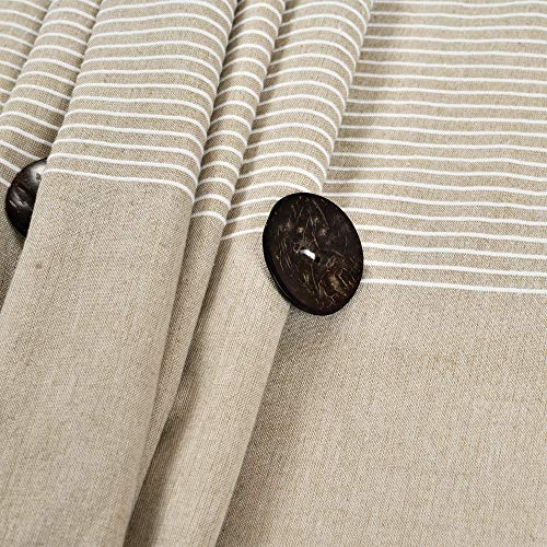 Lush Decor Beige Woven Cotton Shower Curtain - Farmhouse Button Stripe (72 x 72)