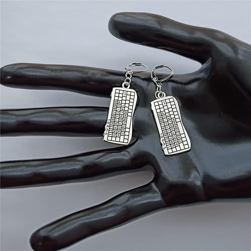 Miniatura 4 de Aretes con dije de teclado en miniatura 3D, joyería punk para hombre y mujer