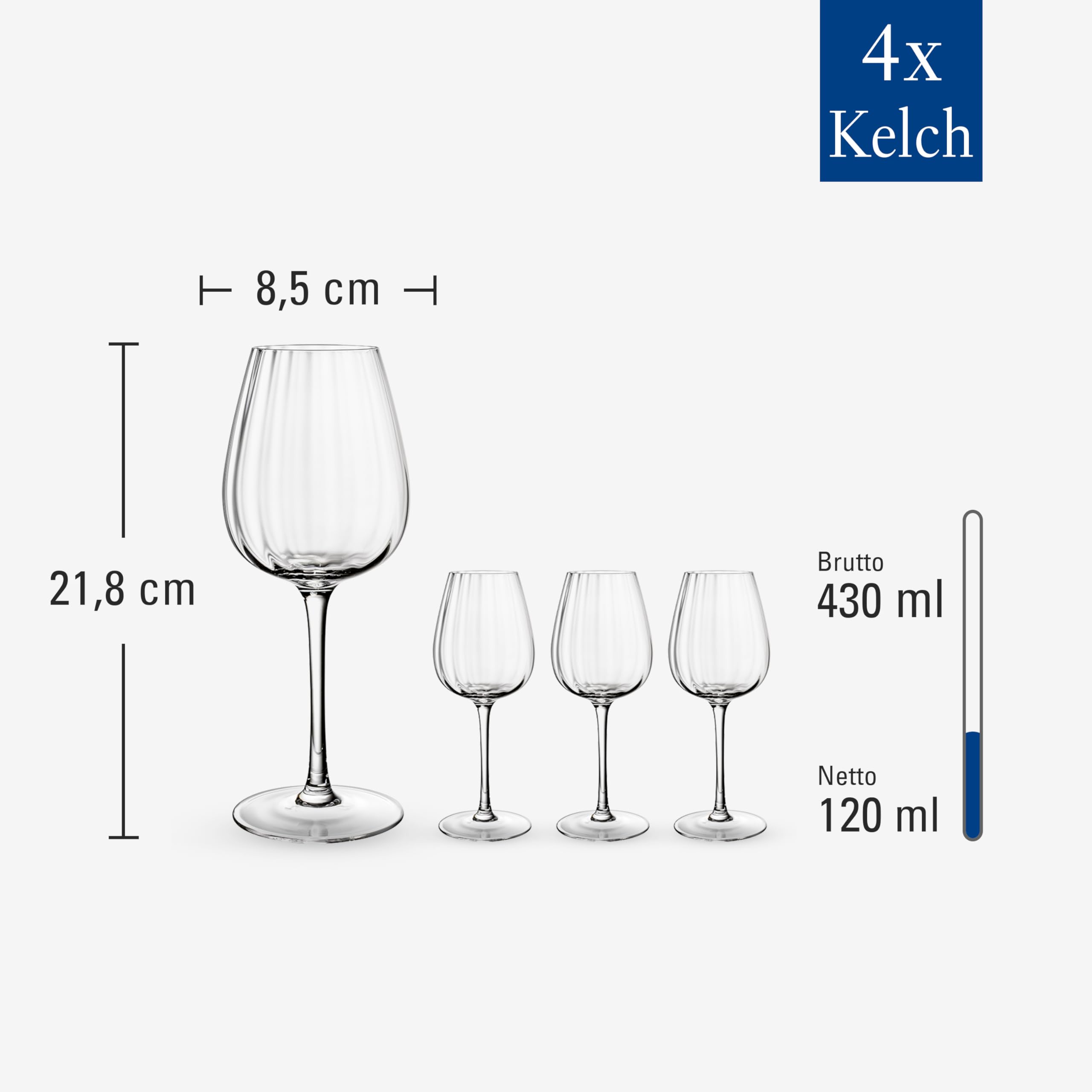 Villeroy & Boch Kieliszek do białego wina Rose Garden, zestaw 4 sztuk, 125 ml, szkło kryształowe, przezroczyste