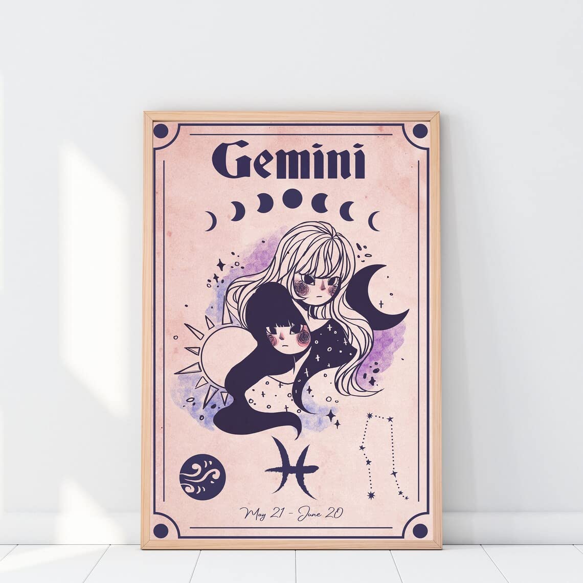 Gemini Wall Decor Astrology Home Decor Gemini Astrology Art Horoscope Poster Vintage Wall Decor Gifts for Her Vintage Metal Tin Sign 5.5x8inch
