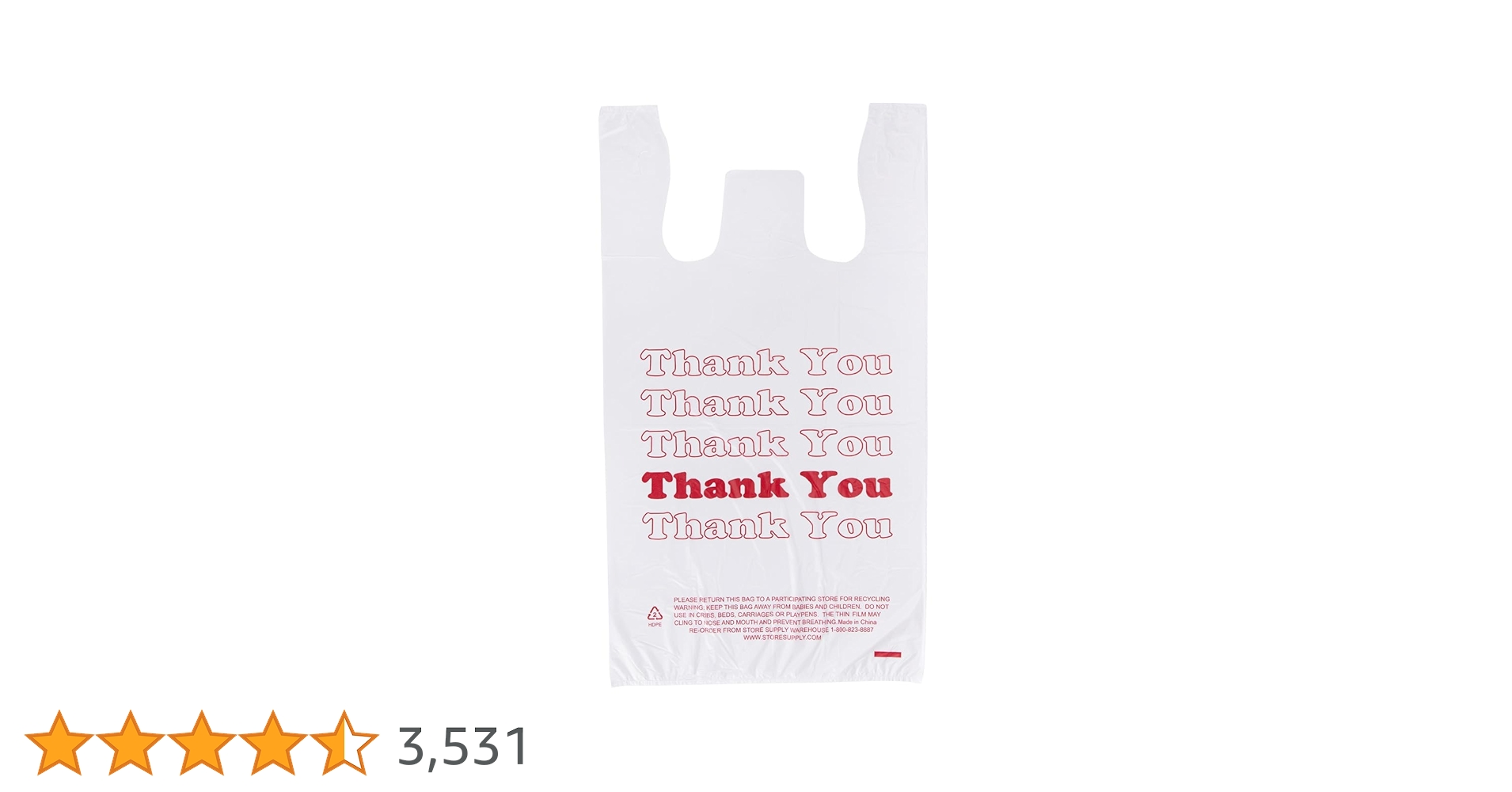 Amazon.co.jp: Thank Youビニール袋 1000枚パック 11 1/2インチ×6