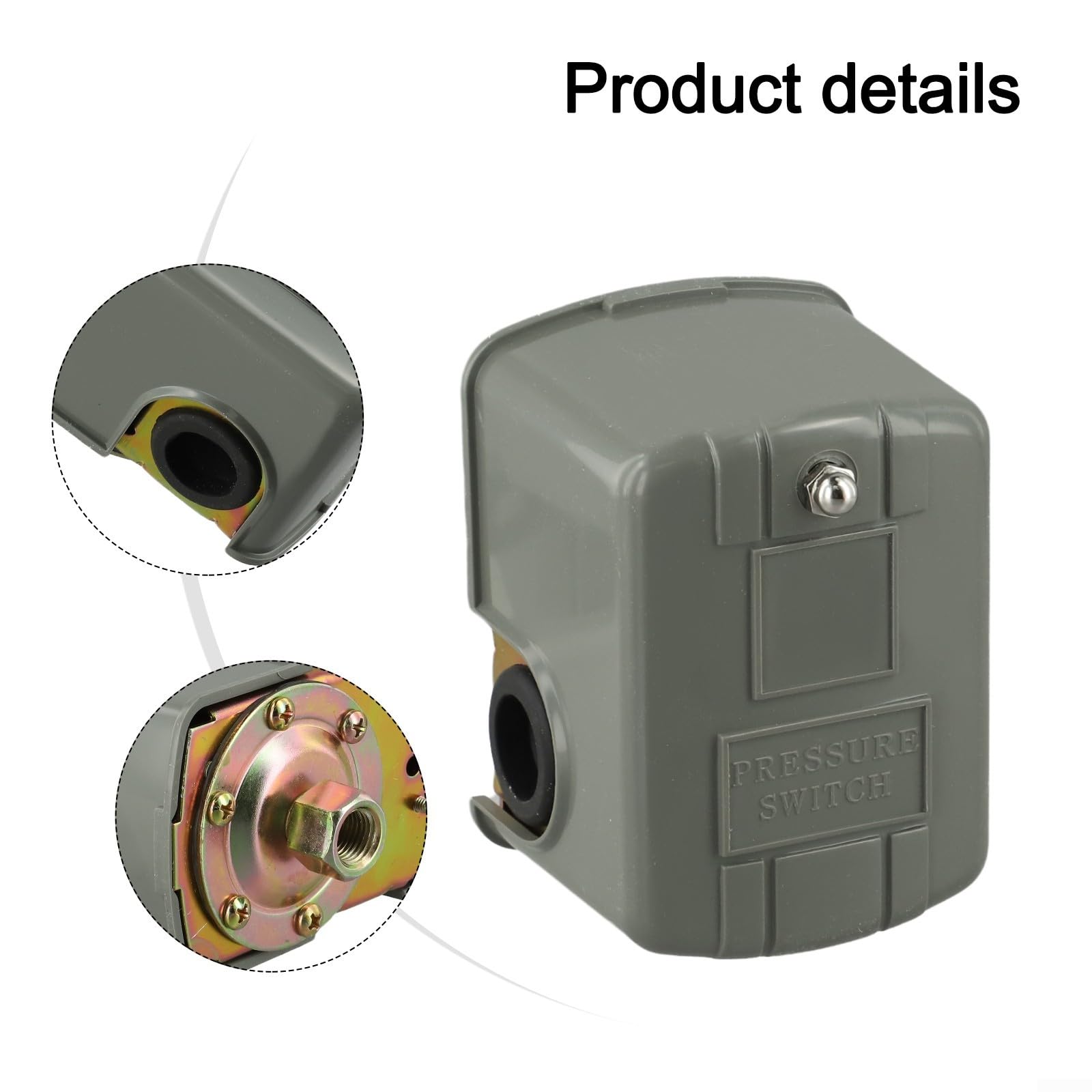 Interruttore di controllo della pressione della pompa, pompe da pozzo regolabili 0,8-5,0 bar (20-80 PSI) con filettatura interna da 1/4", classificazione IP20, compatibile con pompe