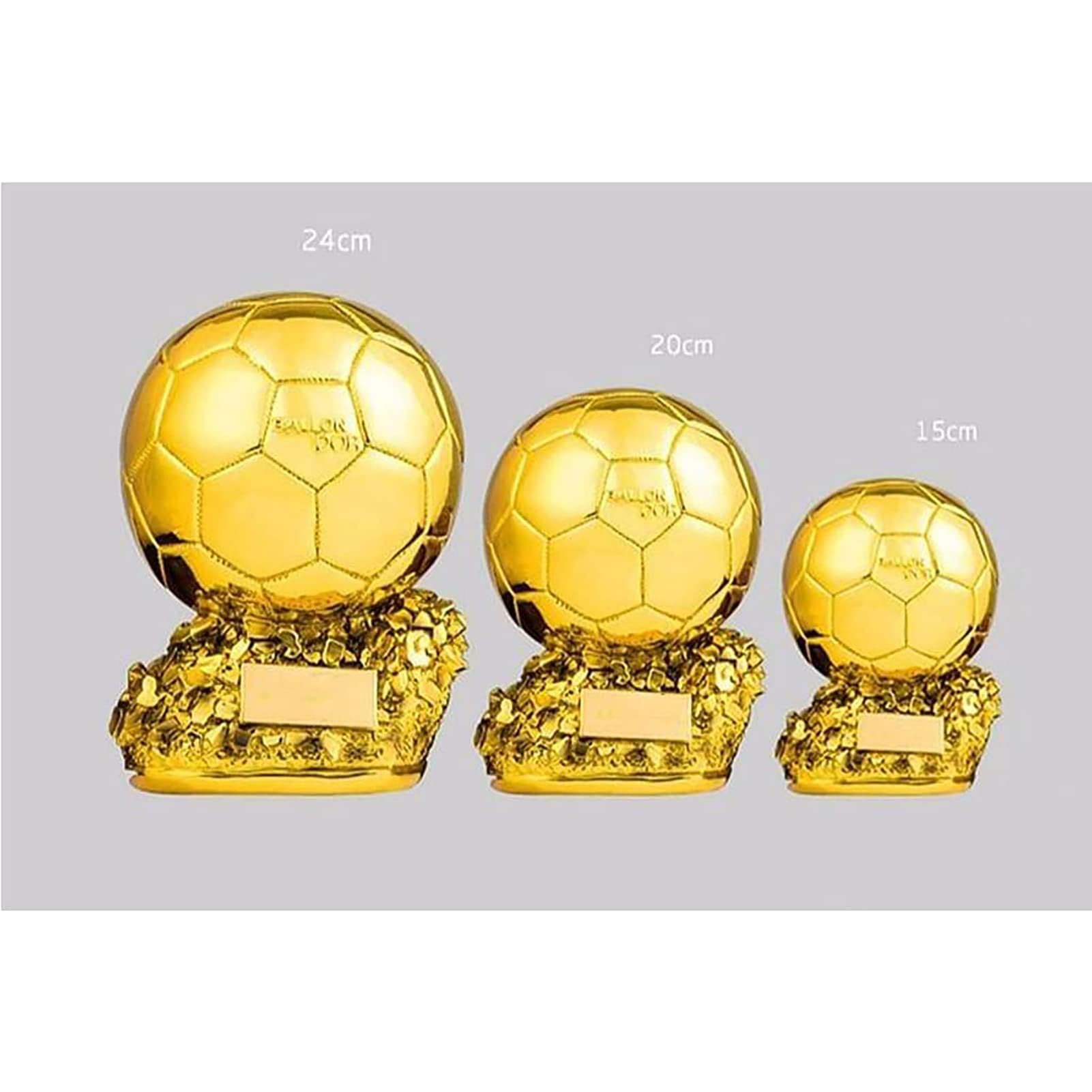 Trofeo Balón de Oro Fútbol Resina 20cm Decoración Hogar Recuerdo Regalo