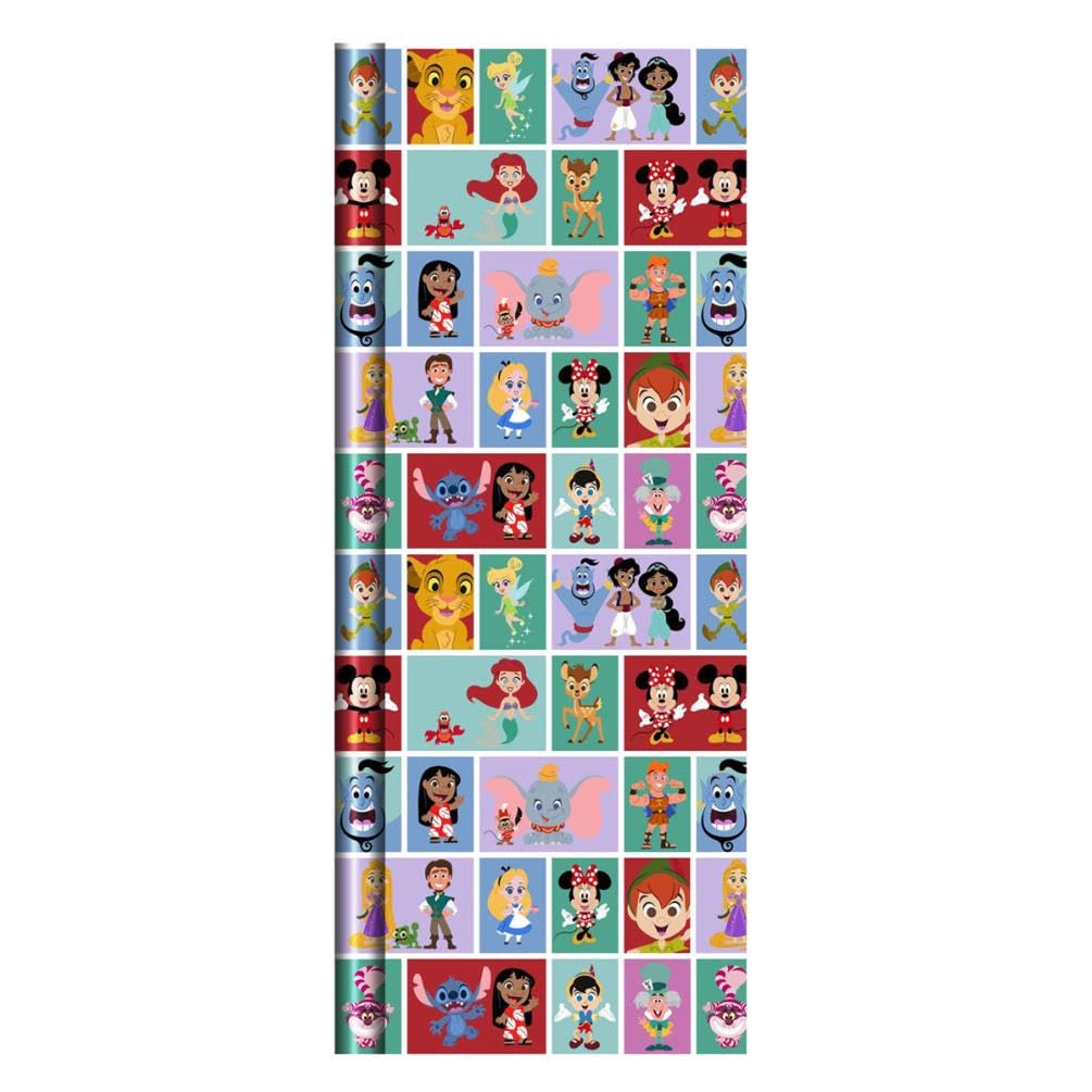 Disney Wrapping Paper by Hallmark - 3 x 2 Metre Rolls- Official Disney Wrap Roll -Perfect for Birthdays, Christening or Christmas -includes Mickey, Minnie, Aladdin,Lilo & Stich and many more