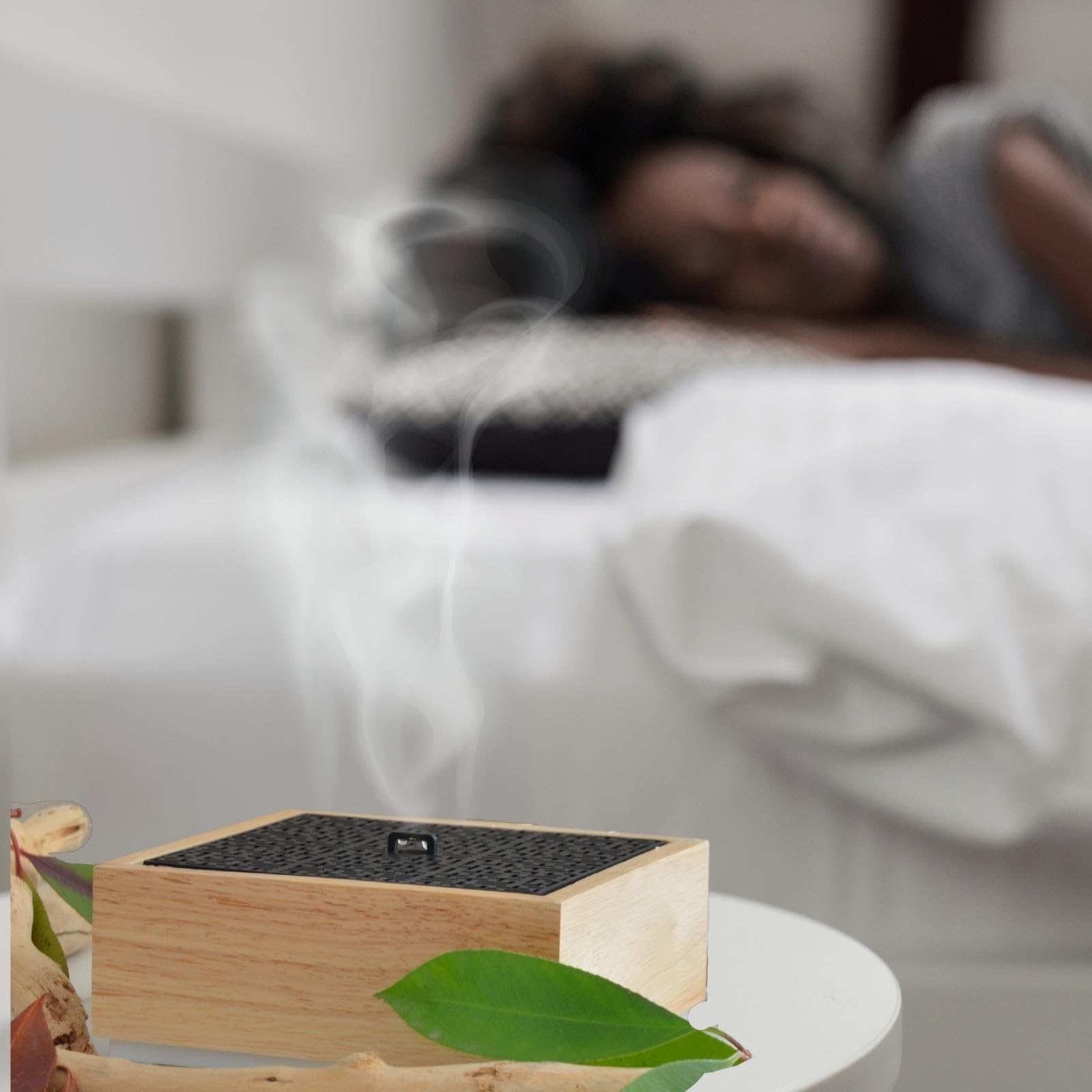 Zen'Arôme - Diffusor Kaori - Luftbefeuchter für ätherische Öle - Ultraschall-Aromatherapie-Vernebler - Elektrische Duftlampe in Naturholz-Design mit LED-Beleuchtung und automatischer Abschaltung