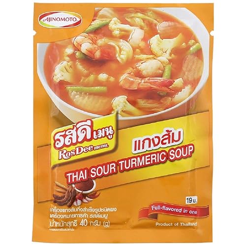 Menú RosDee, Sopa picante y agria en polvo, sopa de cúrcuma agria tailandesa 1.41 oz x 3 paquetes
