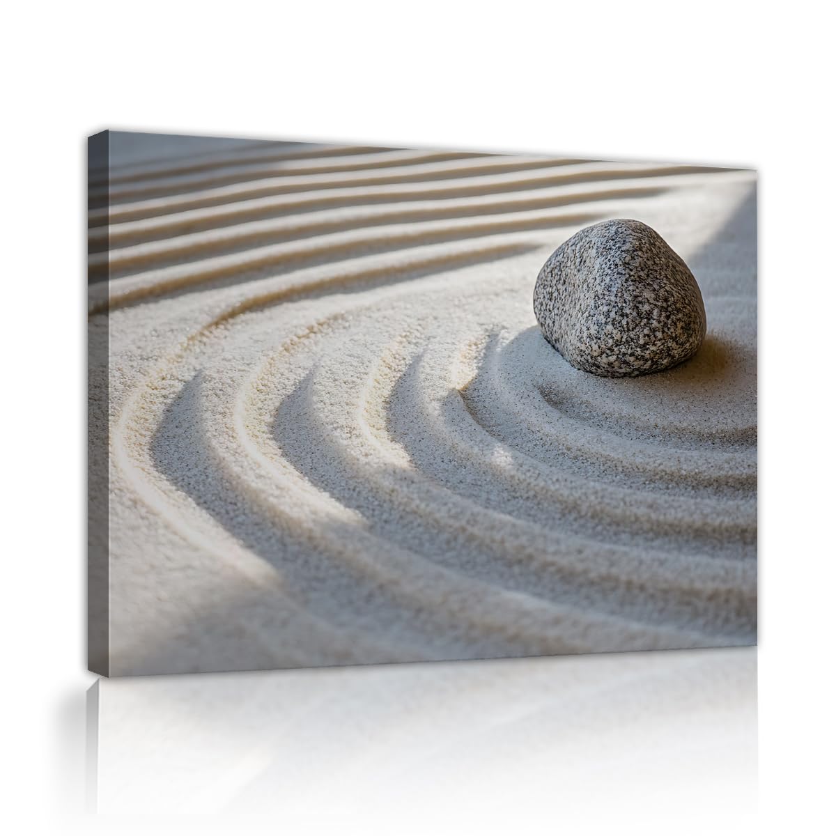 TOANGWALL Zen Garden Sand Poster Grey Mineral Gravel Ridge Picture Japanese Meditation Canvas Painting Calm Nature Wall Art Living Room Bedroom Office Spa Relaxation Decoration 80x95cm