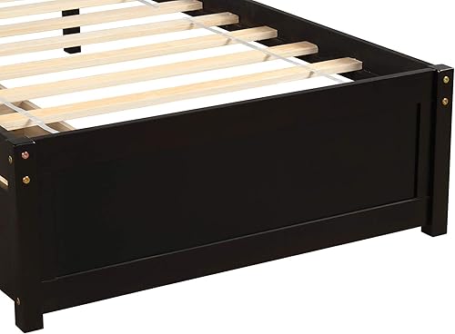 Miniatura 8 de Cama de almacenamiento de plataforma individual con cabecero, marco de cama de madera maciza con dos cajones (expreso, tamaño individual) Cama