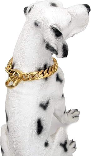 Miniatura 6 de Cadena de oro de 18 quilates cadena de perro de 0591in cadena de eslabones cubanos para collar de estrangulamiento Pitbull collar de metal de acero