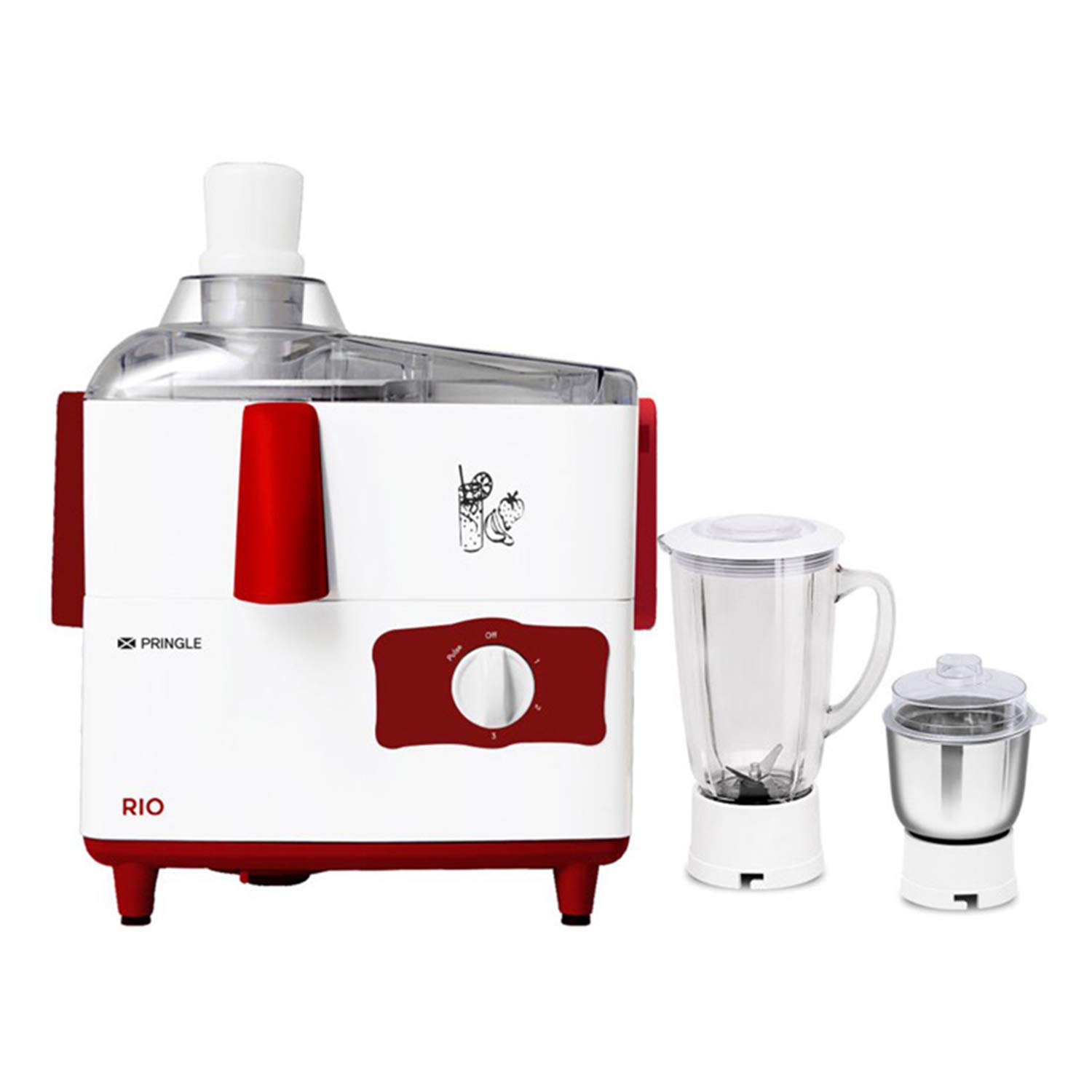 Pringle JMG Rio 500-Watt Juicer Mixer Grinder with 2 Jars (Cherry)