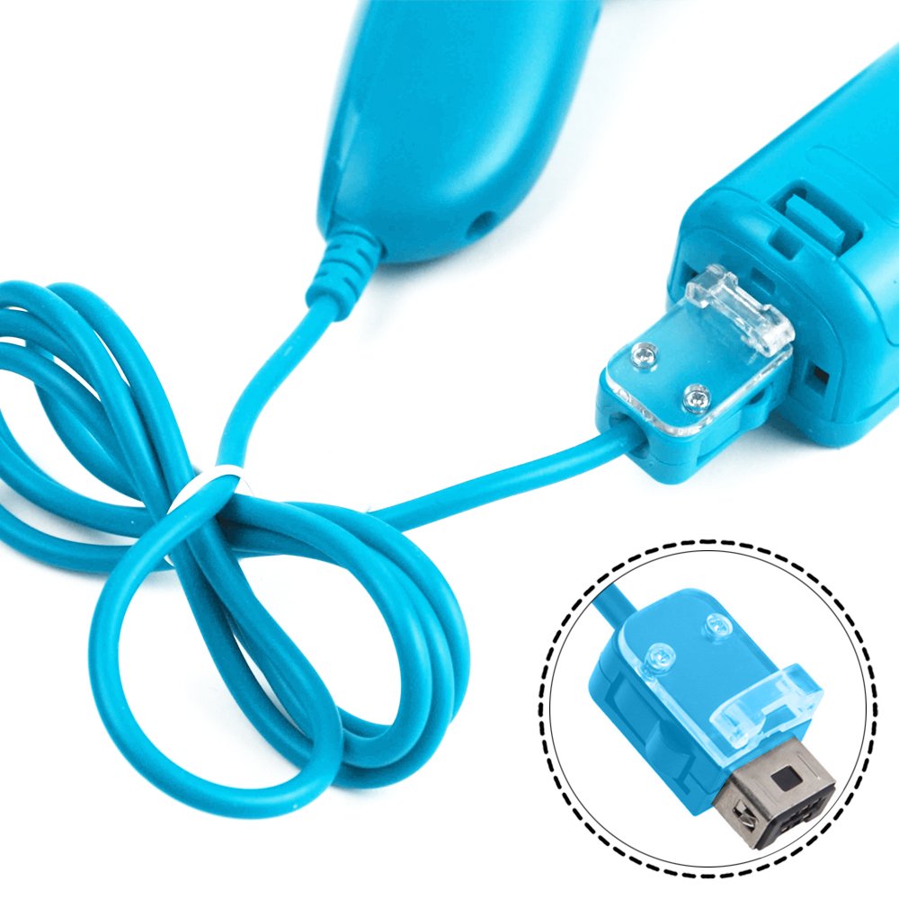 AFUNTA Nunchuck Controlador Gamepad para Nintendo Wii U, 2 Packs Reemplazo Mando para Wii U Videojuego - Azul Claro
