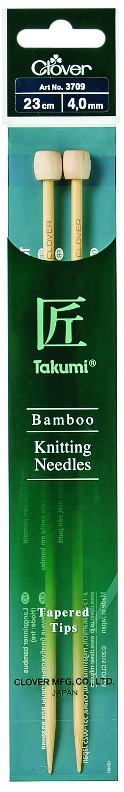 Clover Takumi Bamboo: Knitting Pins: Single Ended: 23cm x 4.00mm, Wood, 23x0.4x0.4 cm