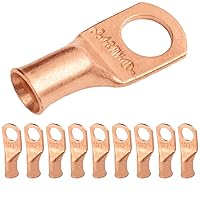 Vista 38 de SELTERM - 2 terminales de anillo resistentes para cable de batería, calibre 4 AWG, pernos de 3/8 pulgadas, terminales de calibre 4, ojales de cobre