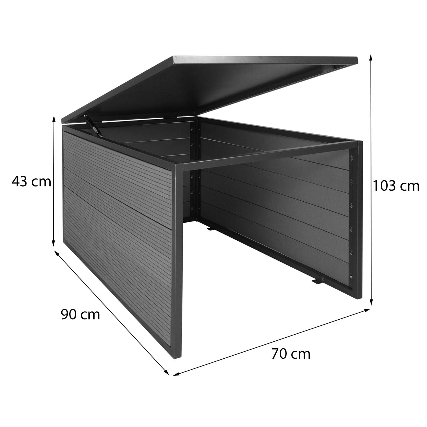 Mendler XL garaż dla robota koszącego z pokrywą HWC-L45, dach pod kosiarkę, metal WPC 43 x 70 x 90 cm – wygląd dębu