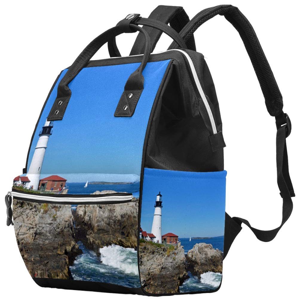 Portland Head Lighthouse Large Baby Nappy Bags Changing Bag for Mom Dad Baby Care