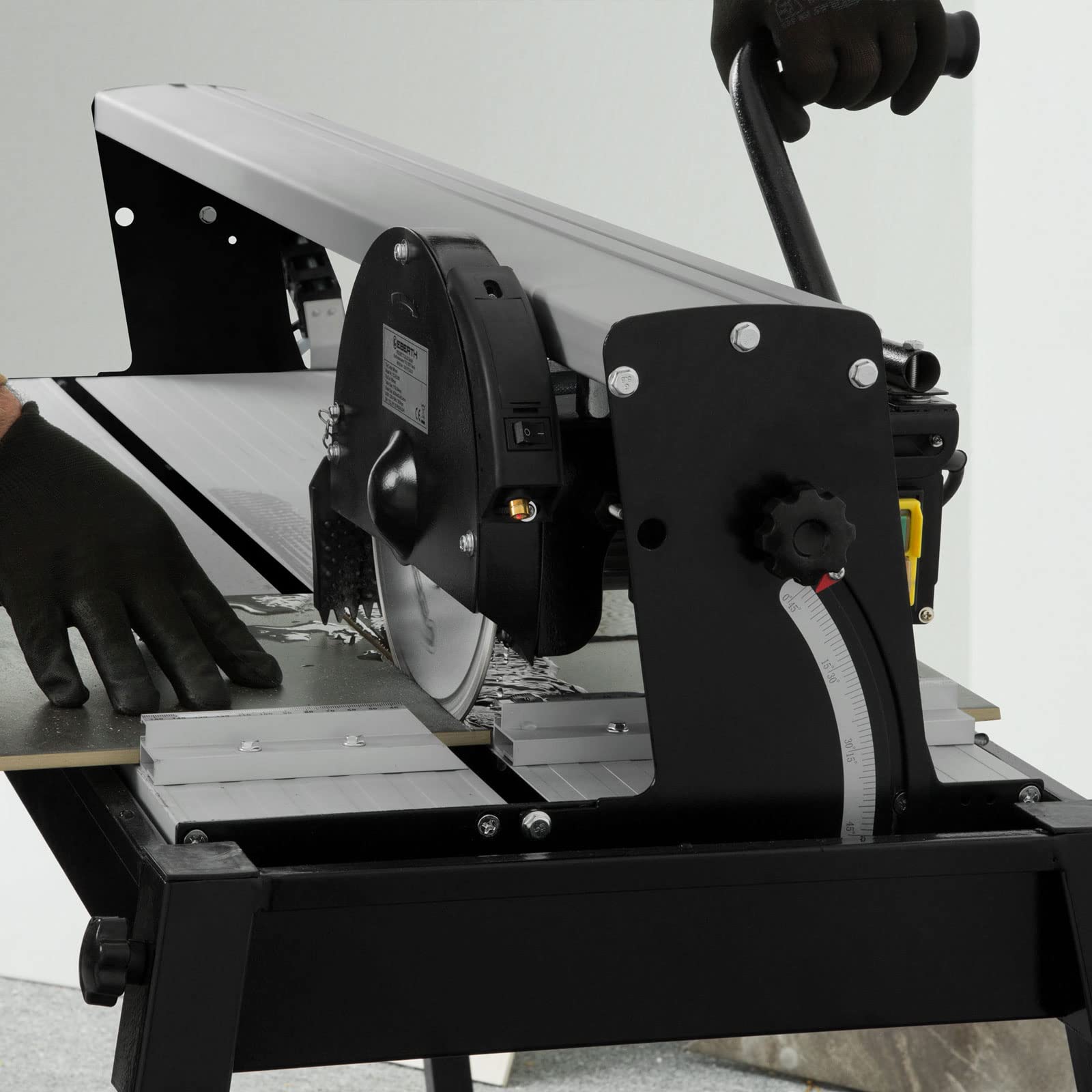 EBERTH Fliesenschneidmaschine Nass 800W 900mm Schnittlänge mit Tisch Pumpe Laser 230mm Diamanttrennscheibe