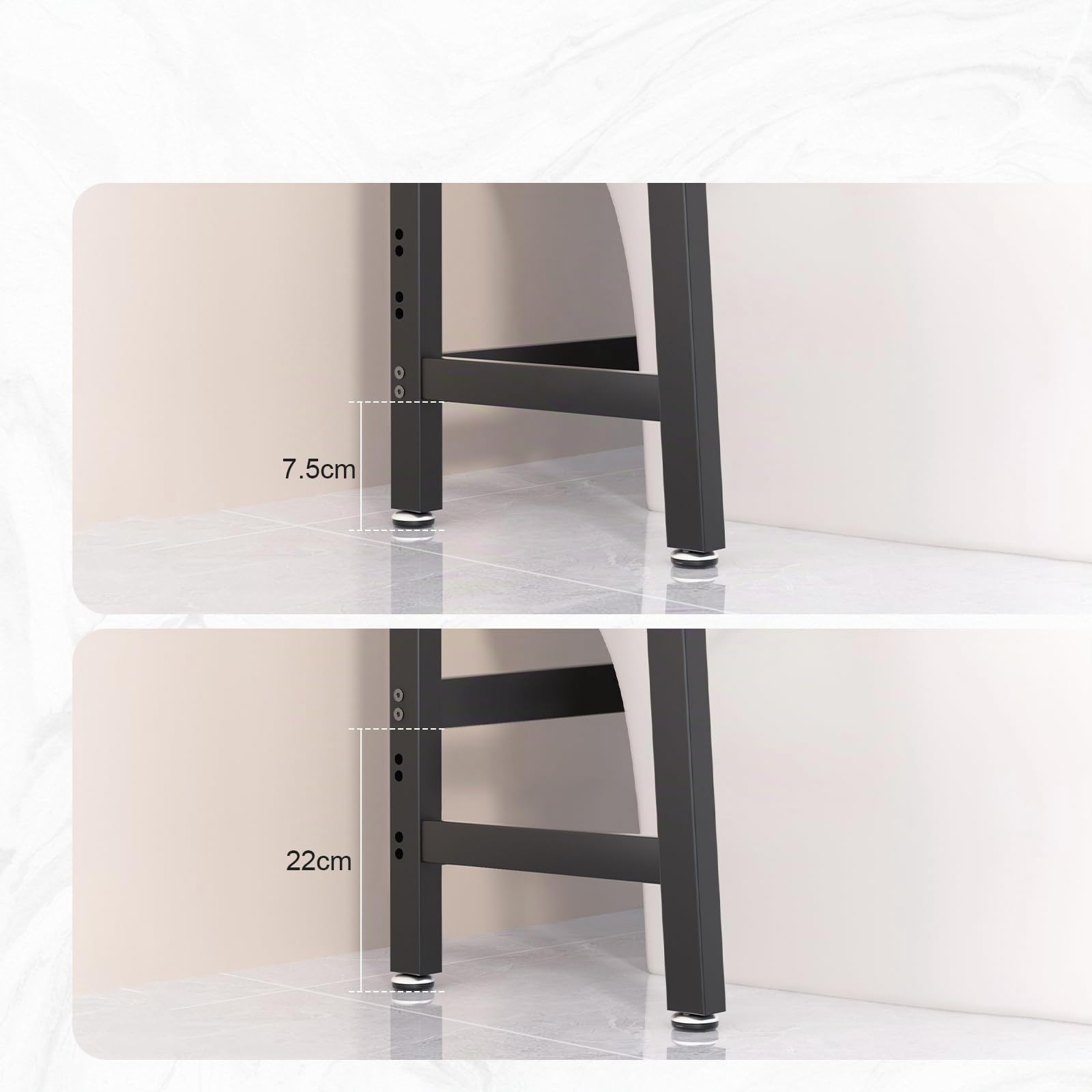 VASMIA Toilettenregal, 3-Ebenen Bambus WC Regal über die Toilette mit 3 Haken und Wasserdichten Fußpads,Freistehende über die Toilette Regal für das Badezimmer,Schwarz