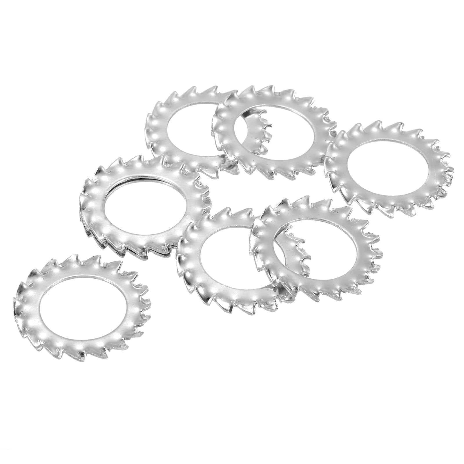 uxcell 40Pcs External Tooth Washers, M18 304 Stainless Steel External Serrated Washer for Mechanical Equipment Fasteners, Silver