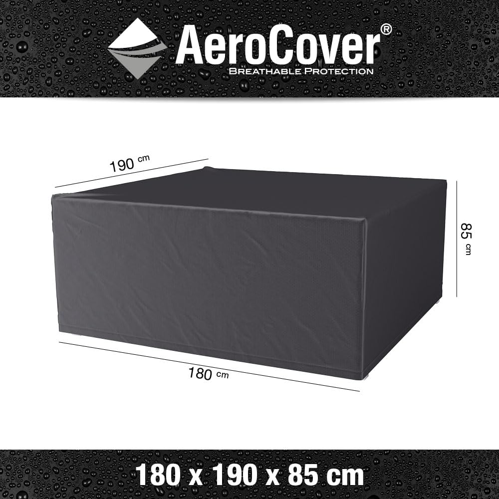 Platinum AeroCover für Garten- und Esszimmermöbel, wasserdichte, atmungsaktive Abdeckungen für Outdoor-Tisch und Stuhlsets, stark, leicht, Ripstop-Polyester, Lounge-Sets, lichtbeständig, B 180 x T 190