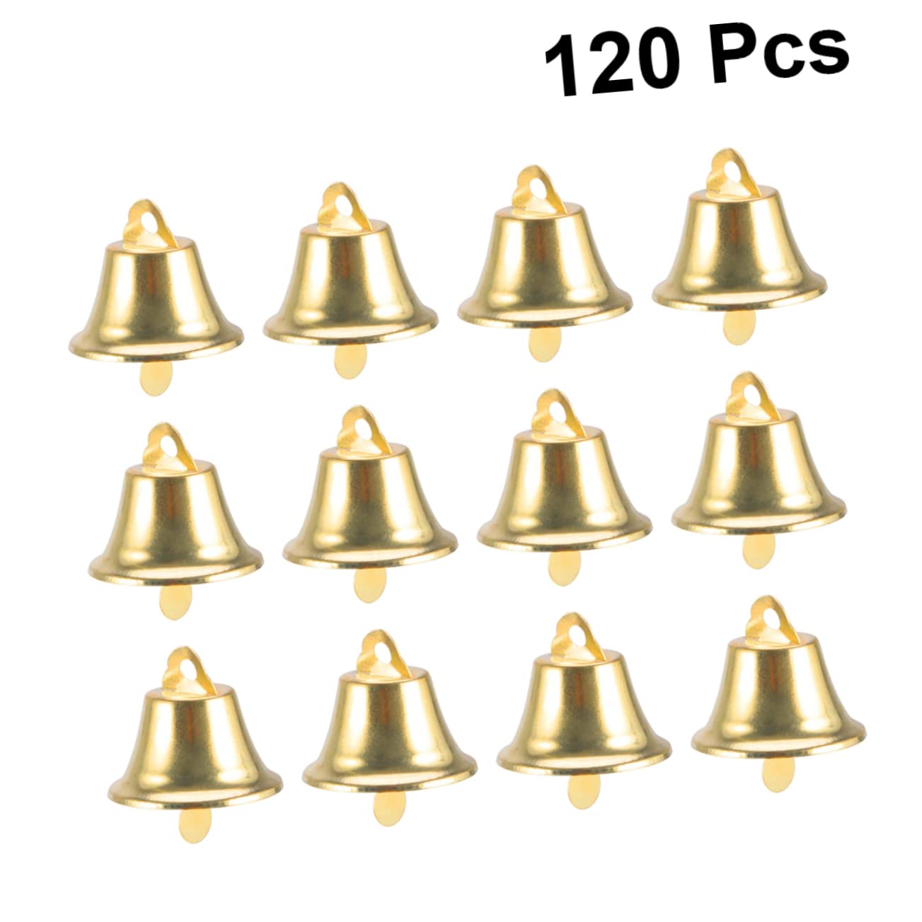 120 Mini Campanas Navideñas Doradas de Hierro para Adornos Creativos de Árbol de Navidad y Complementos Pequeños para Manualidades Infantiles