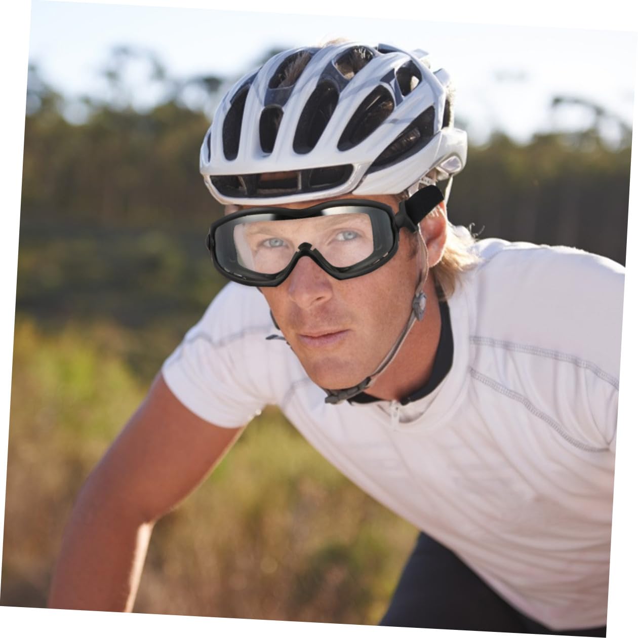 Healvian Occhiali Protettivi Anti-Vento Leggeri per Esterni Montatura Nera e Lenti Trasparenti Occhiali da Ciclismo e Equitazione Resistenti Agli Urti per Attività Outdoor e Sportive