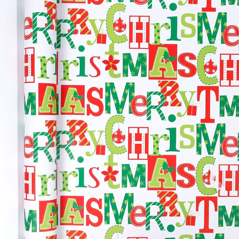 Gift Wrapping Paper Set, Christmas Lively Letter Roll Wrapping Paper, Book Cover Packaging Suitable for Festive Flowers, Boy Men Girl Women (43 * 300 Cm)