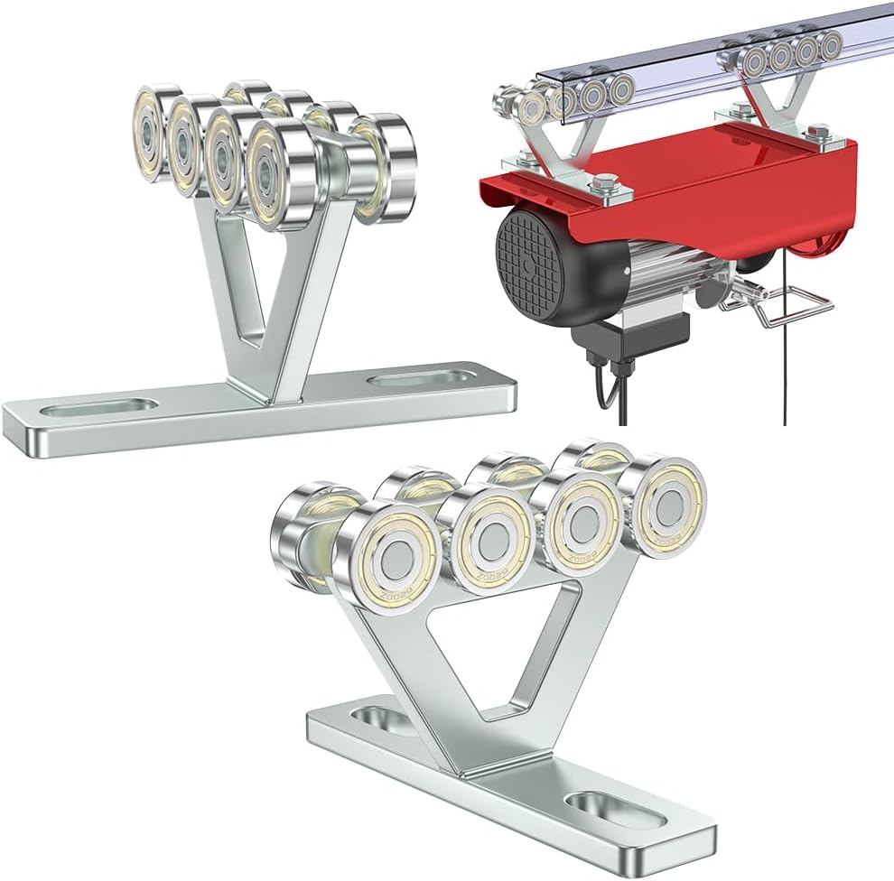 SKTREX 8 Wheel Hoist Trolley with Rollers - Strut Trolley Assembly for Electric Hoist - Fits 1-5/8" Wide and Taller Strut Channel - High Strength and Silent Operation