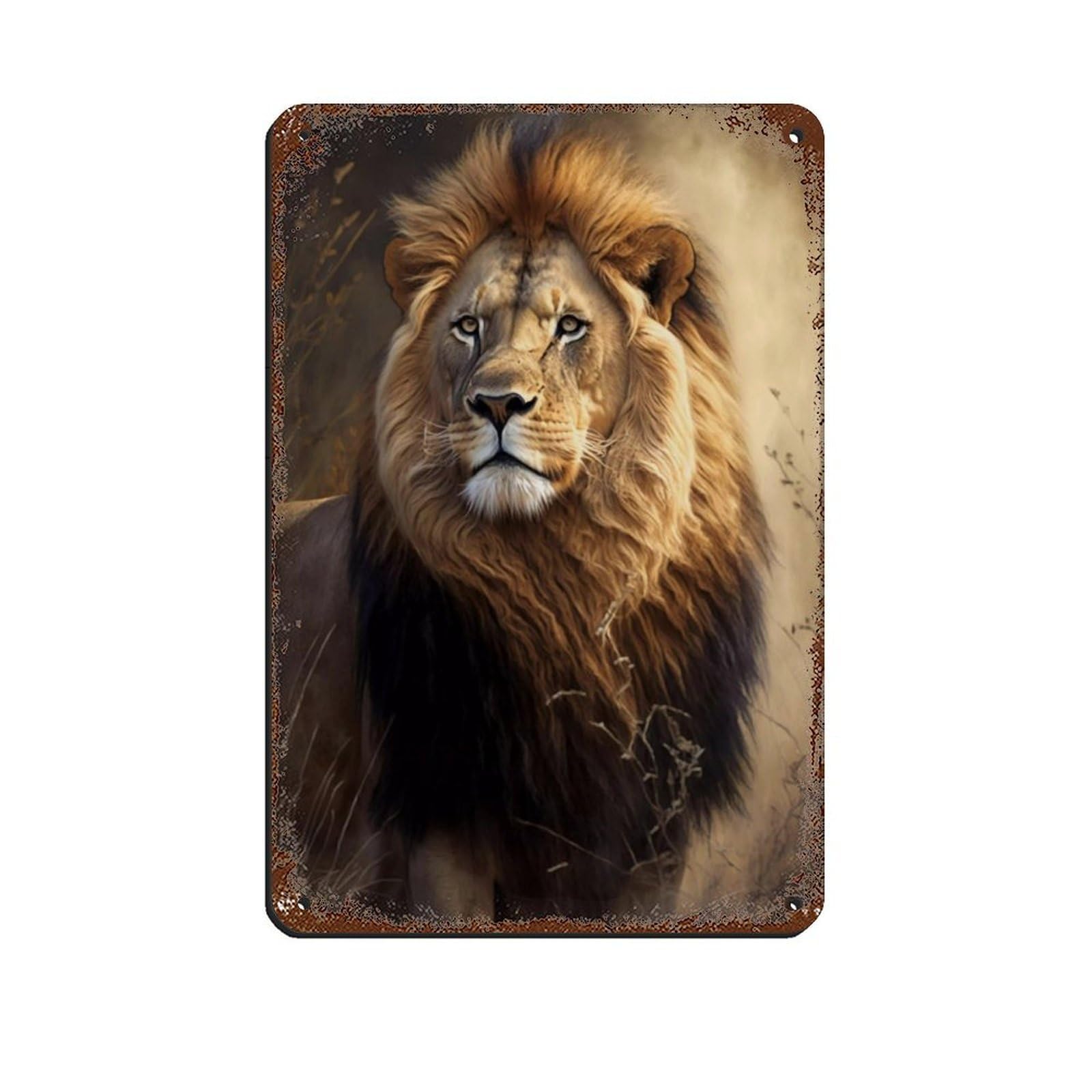 Lxwnze Men's 20L X 30W Cm Majestic Sovereignty-Majestic Lion（3） Retro Poster Metal Tin Sign Chic Art Retro Iron Painting Bar People Cave Cafe Family Garage Poster Wall Decoration 8X12inch(20X30cm)