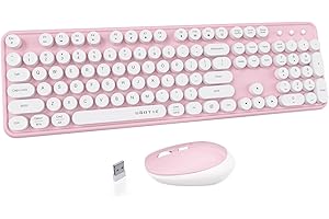 UBOTIE Colorful Computer Wireless Keyboard Mouse Combos for Home or Office