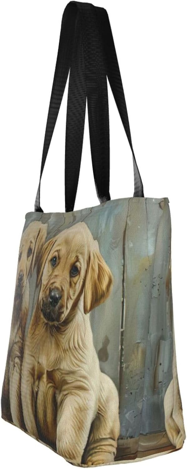 puppies dog Print Trendy Lightweight Shoulder Tote Bag Travel Beach Work Commuting Multiple Occasions