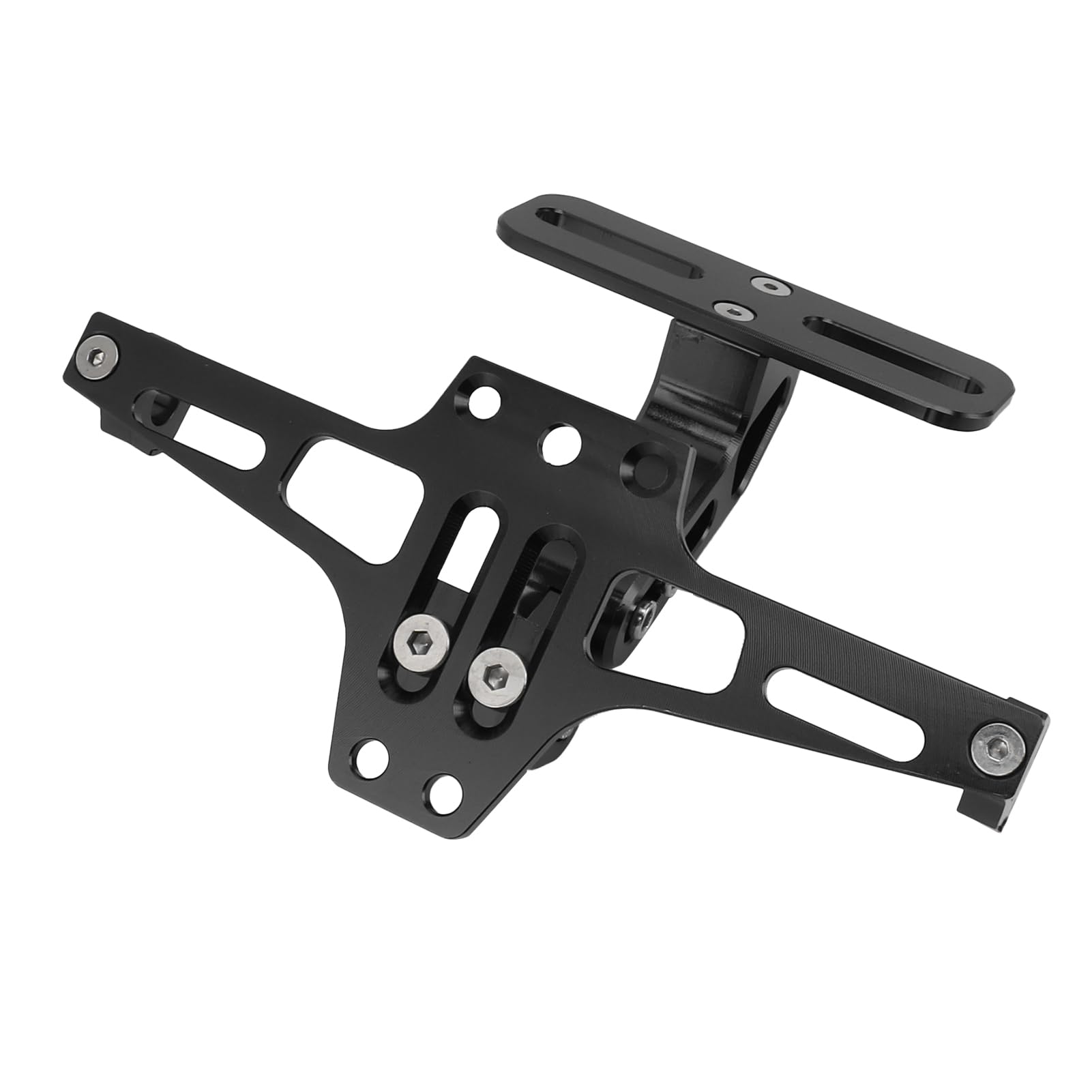 Support de Plaque Immatriculation de Moto, Support de Plaque Immatriculation de Moto Réglable en Alliage Aluminium CNC pour Moto ATV (Noir)