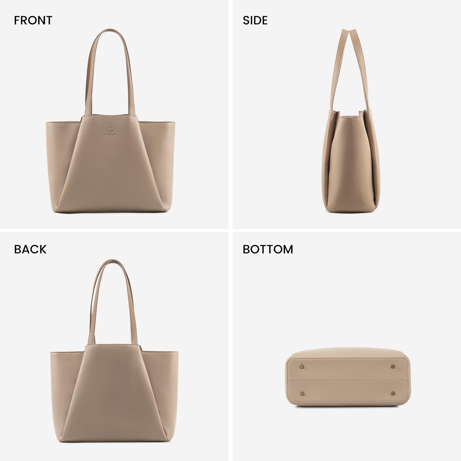 LOVEVOOK Bolso de Mano para Mujer para Portátil de 15,6 Pulgadas, Bolso Tote de Cuero Sintético, Bolsa de Trabajo para Profesoras con Compartimento para Laptop Impermeable, Bolso de Hombro