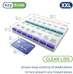 Ezy Dose Push Button Weekly 7-Day, 4x/Day Pill Organizer, Multi-Colour, 2XL | Weekly Pill Case, Medicine Planner, Daily Vitamin Organizer, 4 Times a Day, Arthritis Friendly Push Button Lids, BPA Free