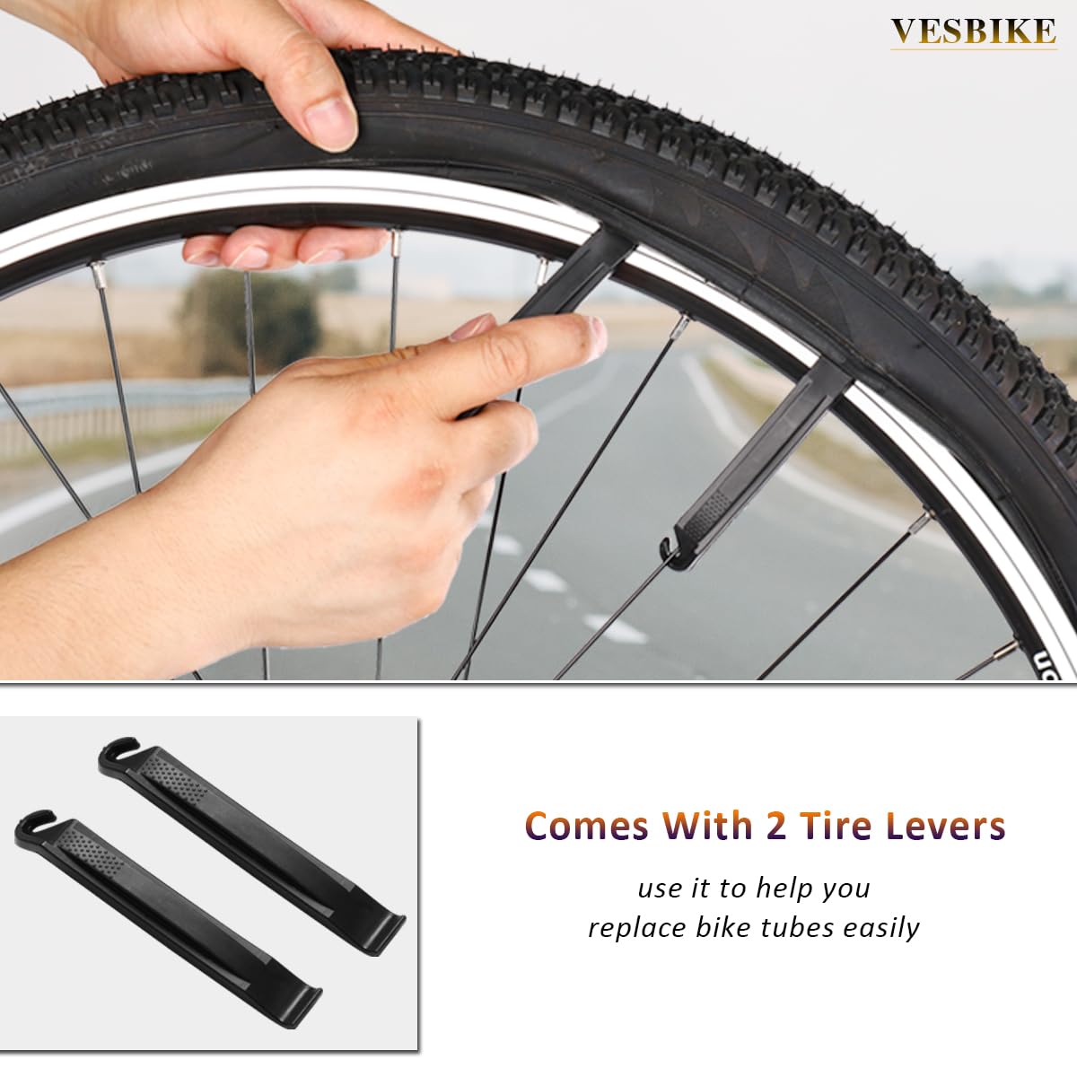 Lot de 2 chambres à air pour vélo de route avec 2 démonte-pneus en caoutchouc butyle de qualité supérieure - Valve Presta - 700 x 38 C/700 x 40 C