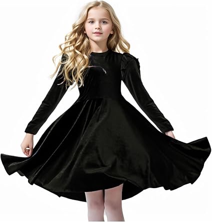 Girls Fall Dress Christmas Dresses Party Birthday Gifts Long Sleeve Casual Spring Flowy Velvet Winter Outfits