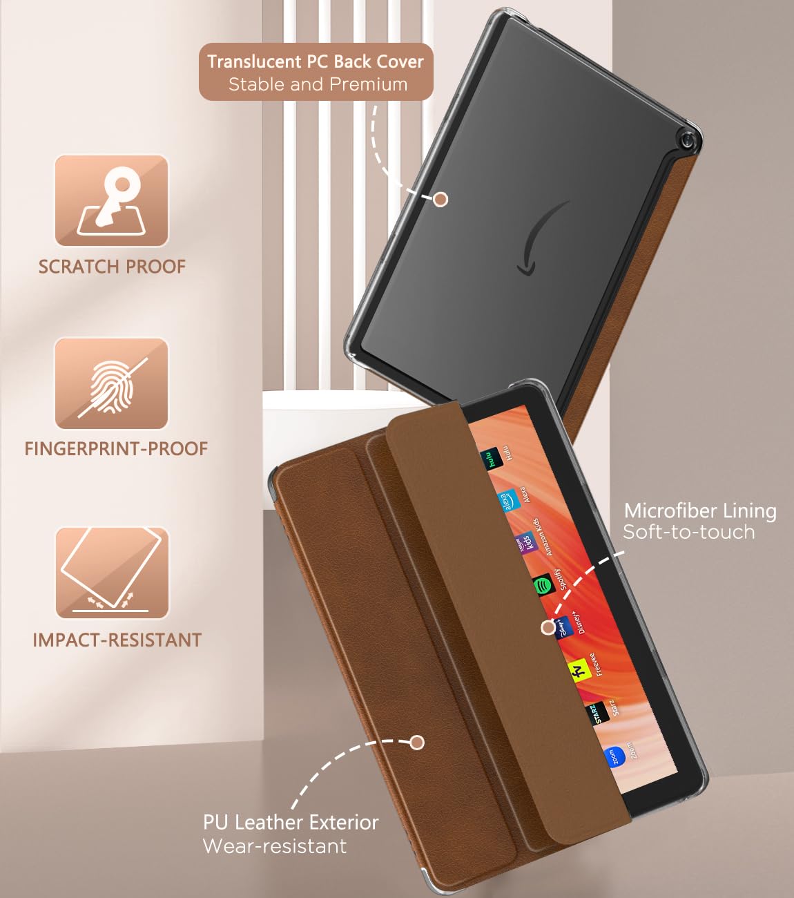 MoKo Funda para 10 Tableta, 13ª Generación, 2023, Marrón