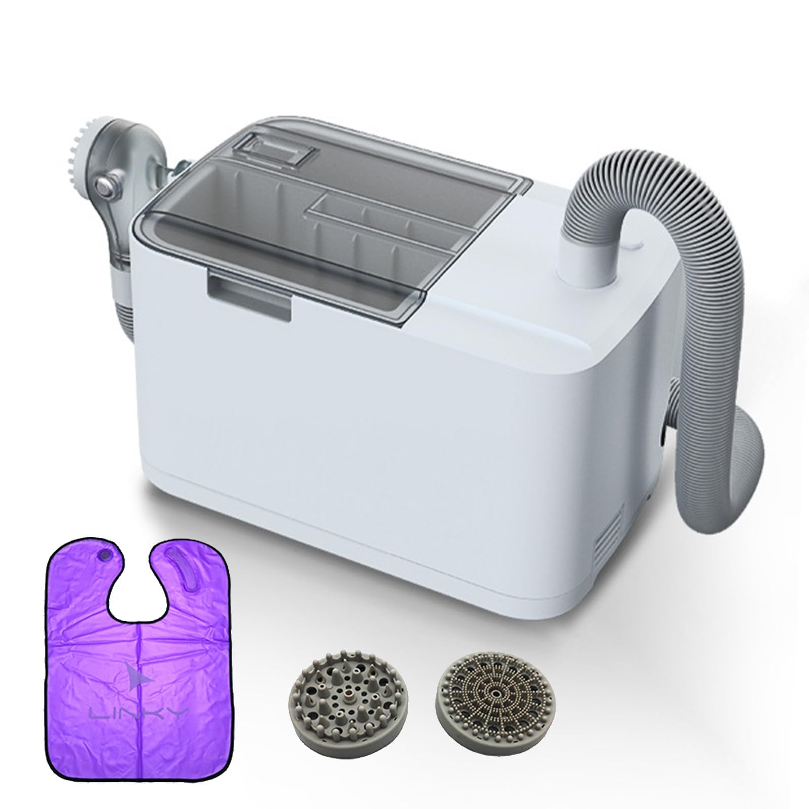 Naturalpowev Elderly Shampoo Equipment, Electric Hair Washing Machine with 2 Massage Heads, Self Contained Water Spray Device, for Bedridden, Handicapped, Seniors, Pregnant