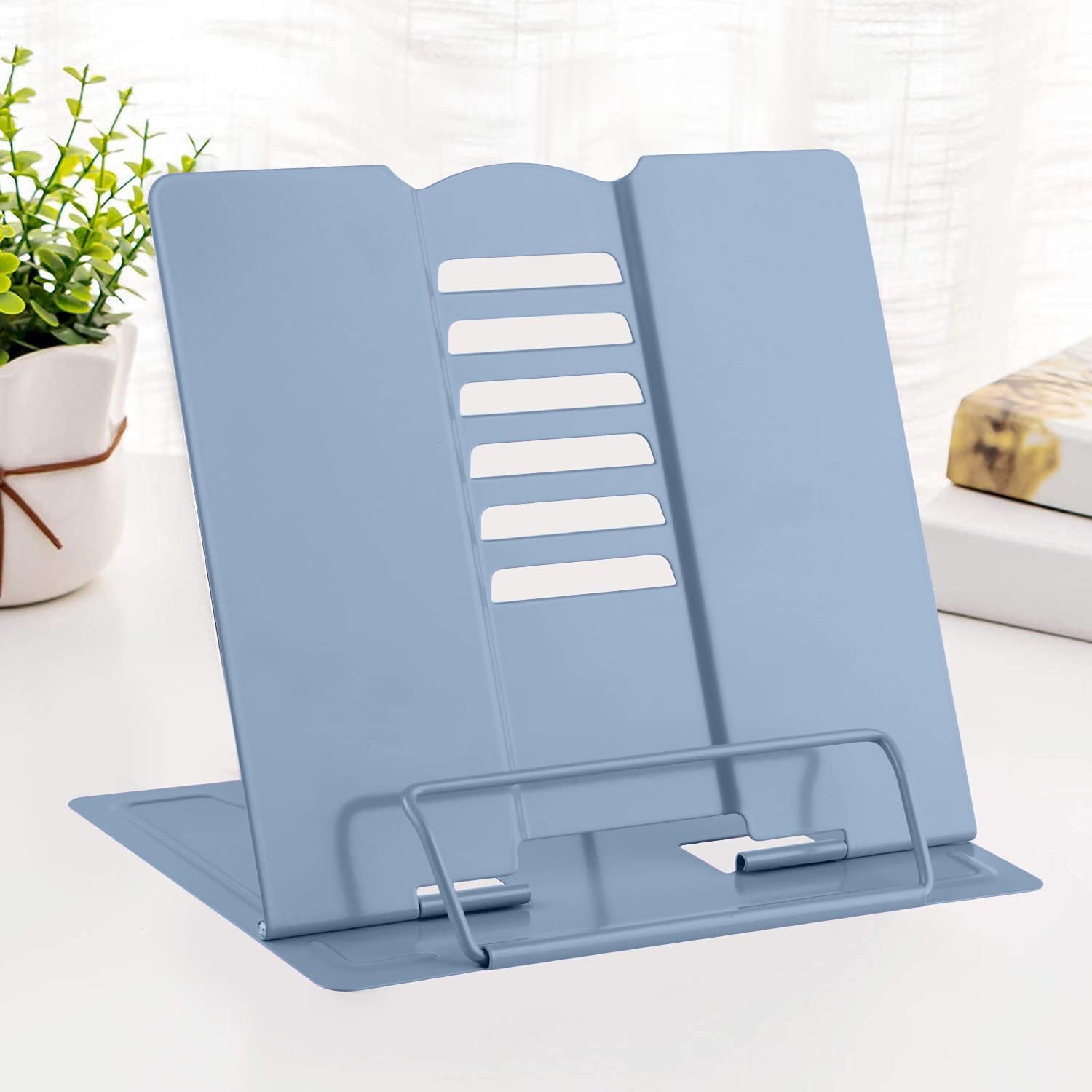 MSDADA Desk Book Stand Metal Reading Rest Book Holder Adjustable Cookbook Documents Holder for Recipes Textbooks Tablet Music Books, Mom Gifts, Gifts