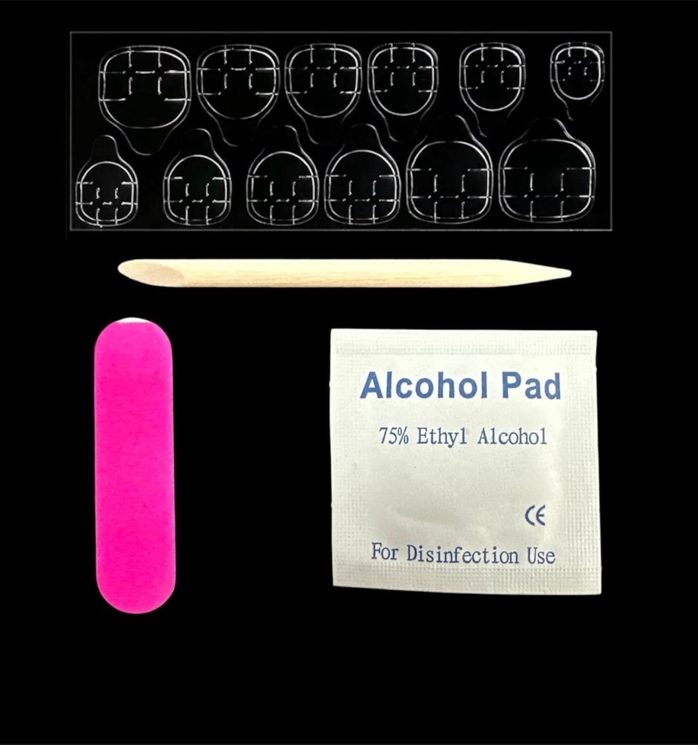 Lobe Miracle Disposable Manicure Prep Kit for Press On Nails, with Mini Nail File, Cuticle Stick and Alcohol Pad, Individually Packed, 30 Pcs