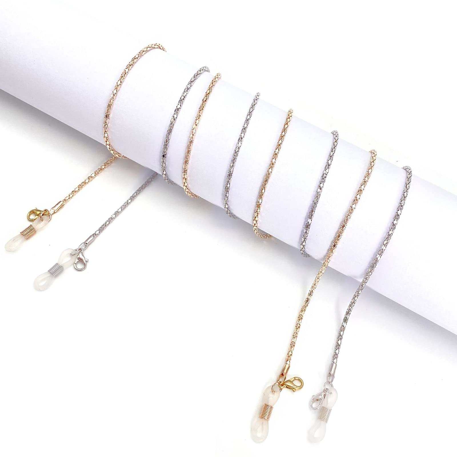 ZoeTekway Pack de 2 cadenas de anteojos para mujer, anteojos de lectura, cordones para el cuello, cadena para máscara de hombre y mujer, elegante soporte para anteojos, cadena de anteojos de sol de metal